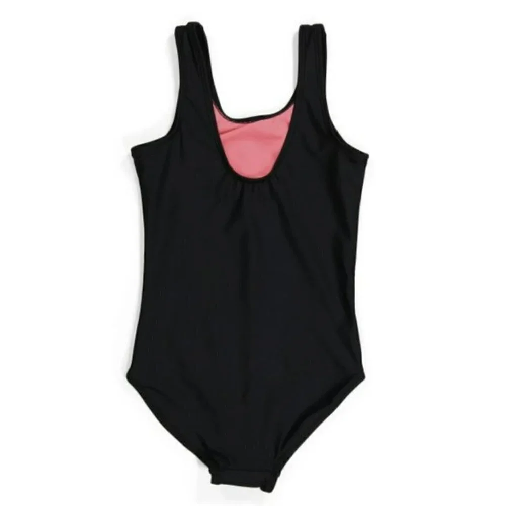 NWT JUSTICE Girls One-piece Rainbow Logo Print Swimsuit